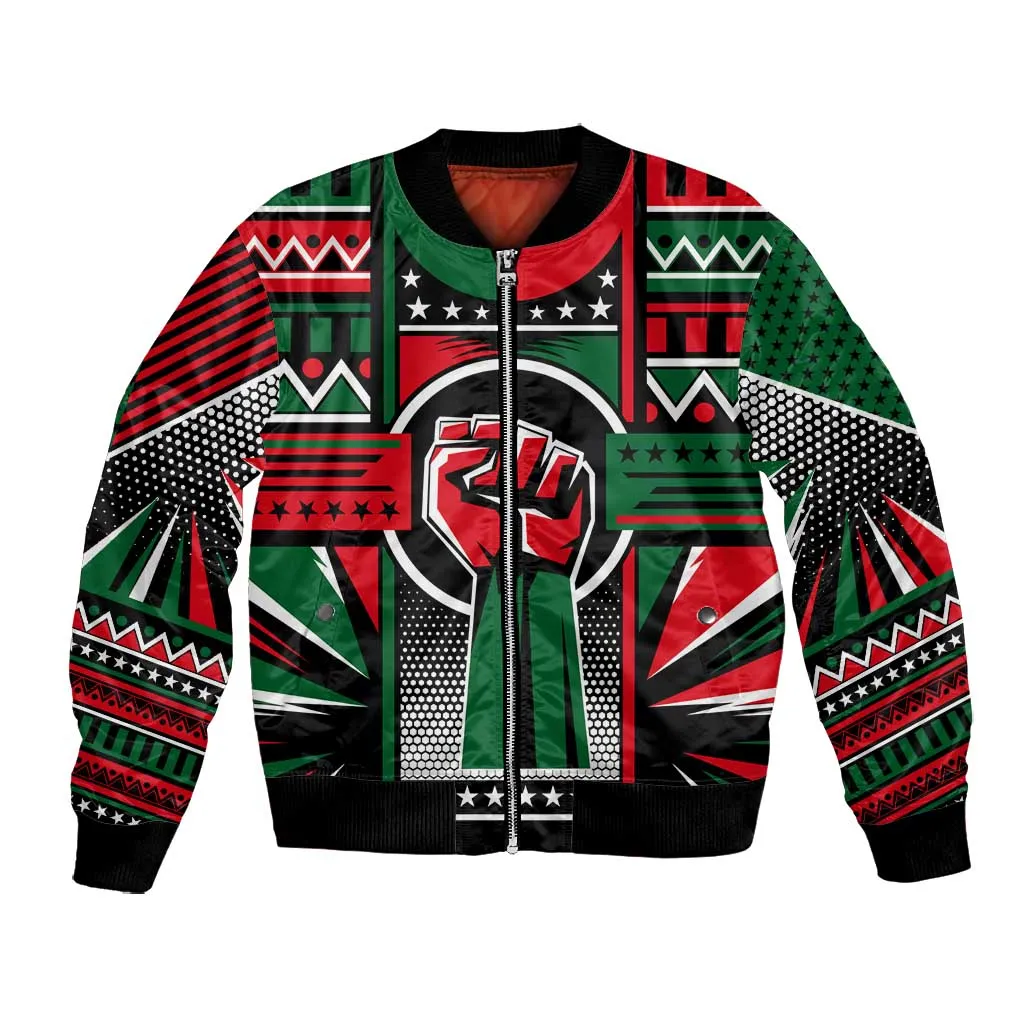 Power Fist And Patterns In Pan African Bomber Jacket DT02