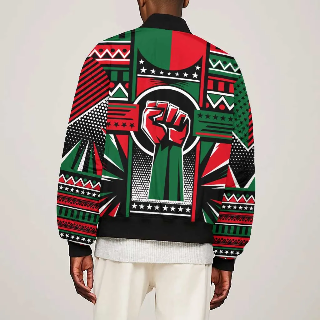 Power Fist And Patterns In Pan African Bomber Jacket DT02