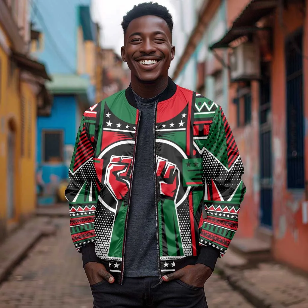 Power Fist And Patterns In Pan African Bomber Jacket DT02
