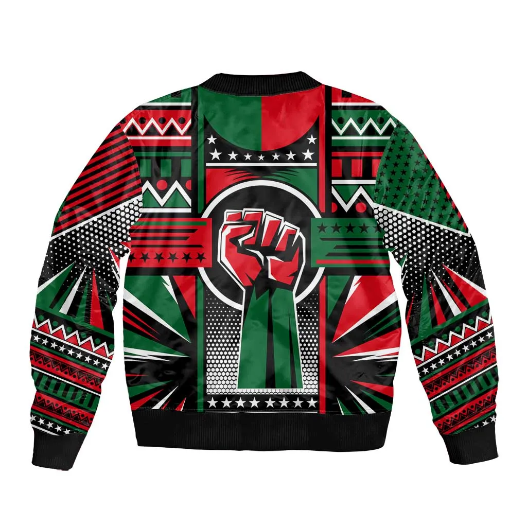 Power Fist And Patterns In Pan African Bomber Jacket DT02
