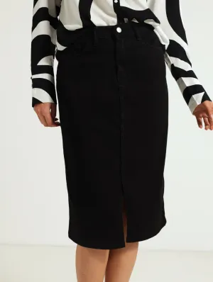 Premium Super Stretch Pencil Midi Skirt - Black