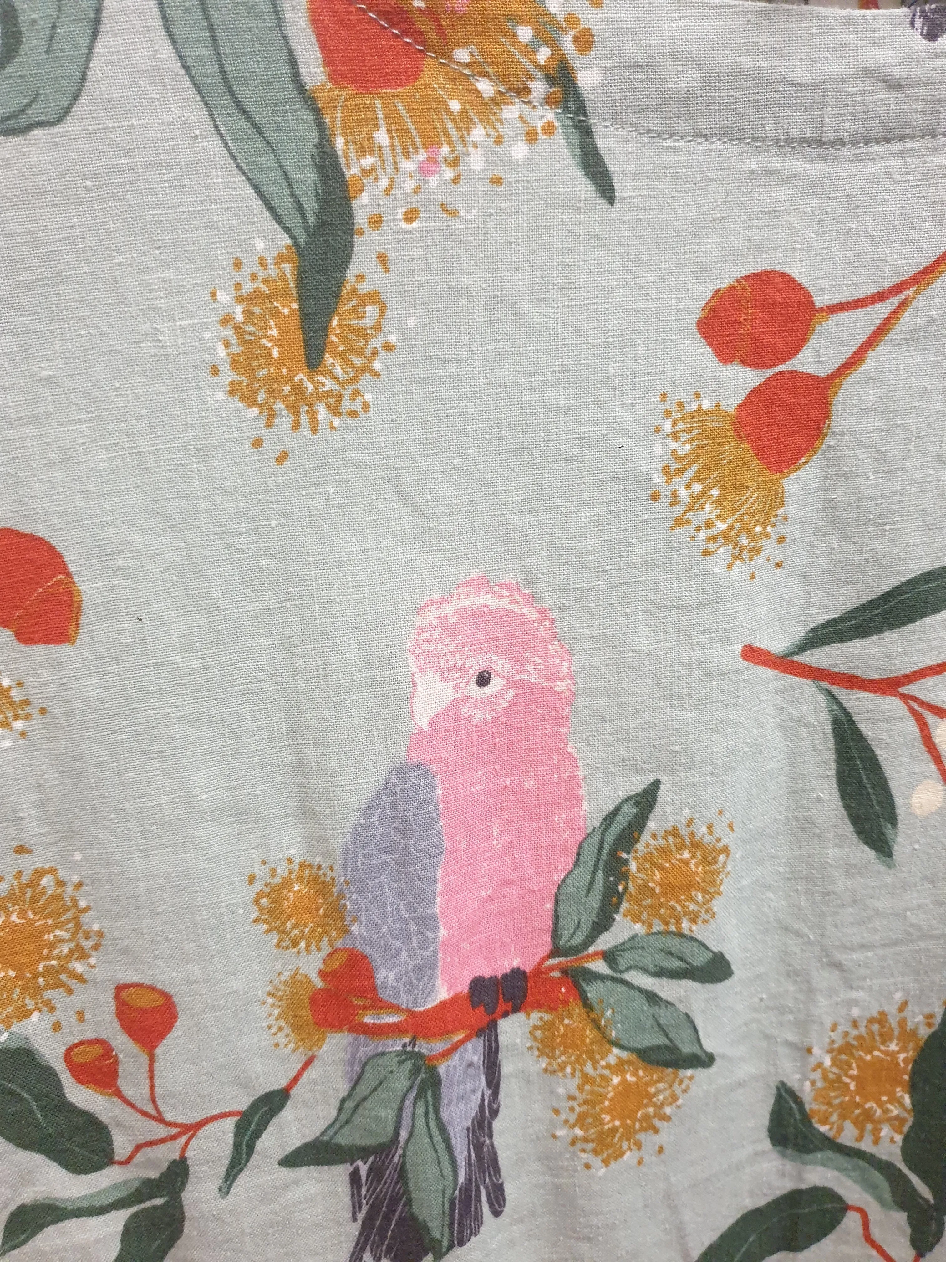 Princess Highway green top with galah print size 6, fits 6 and 8