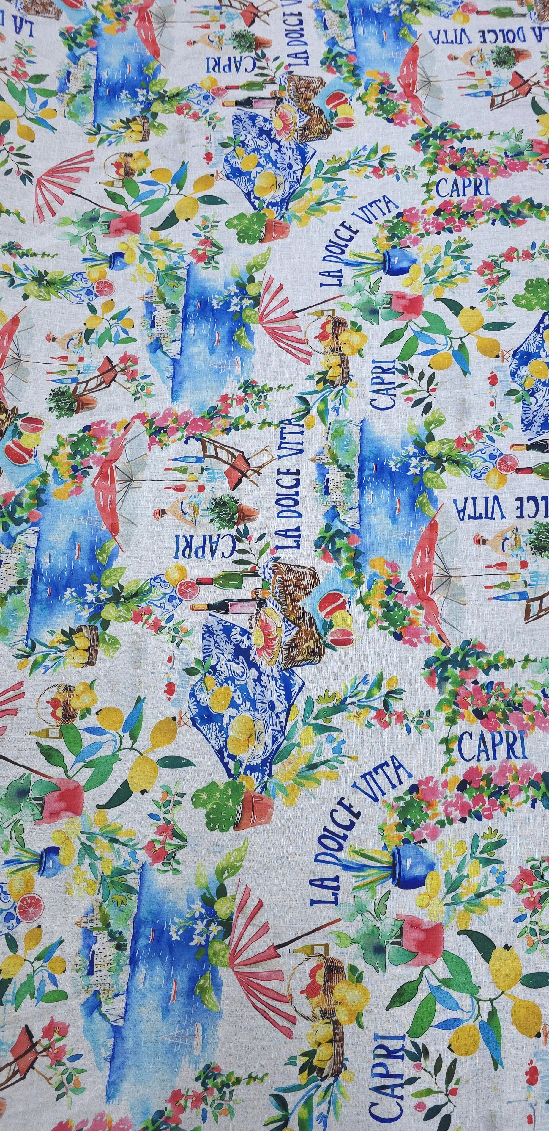 Printed Linen Blend La Dolce Vita