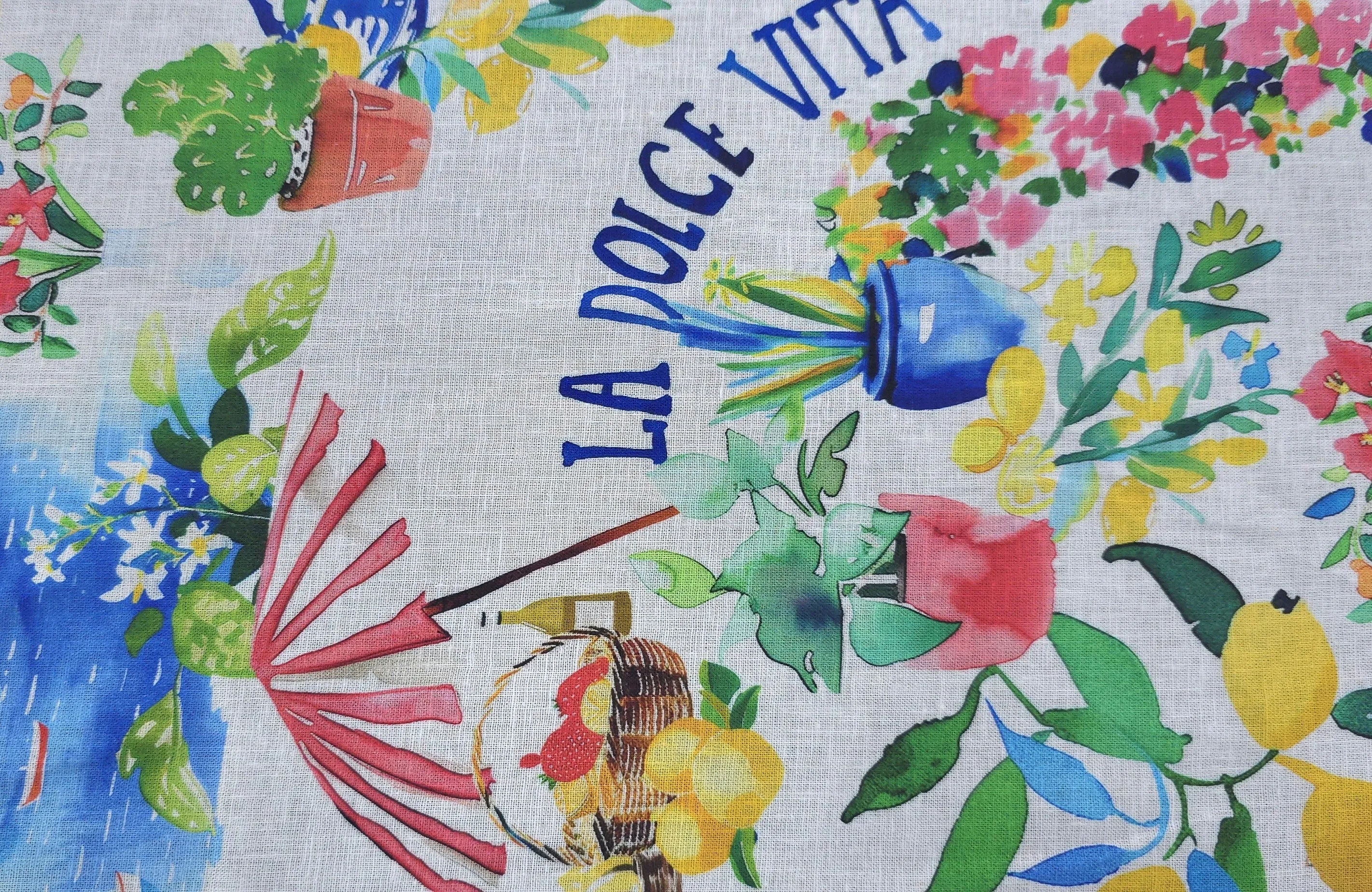 Printed Linen Blend La Dolce Vita