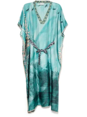 Printed silk kaftan