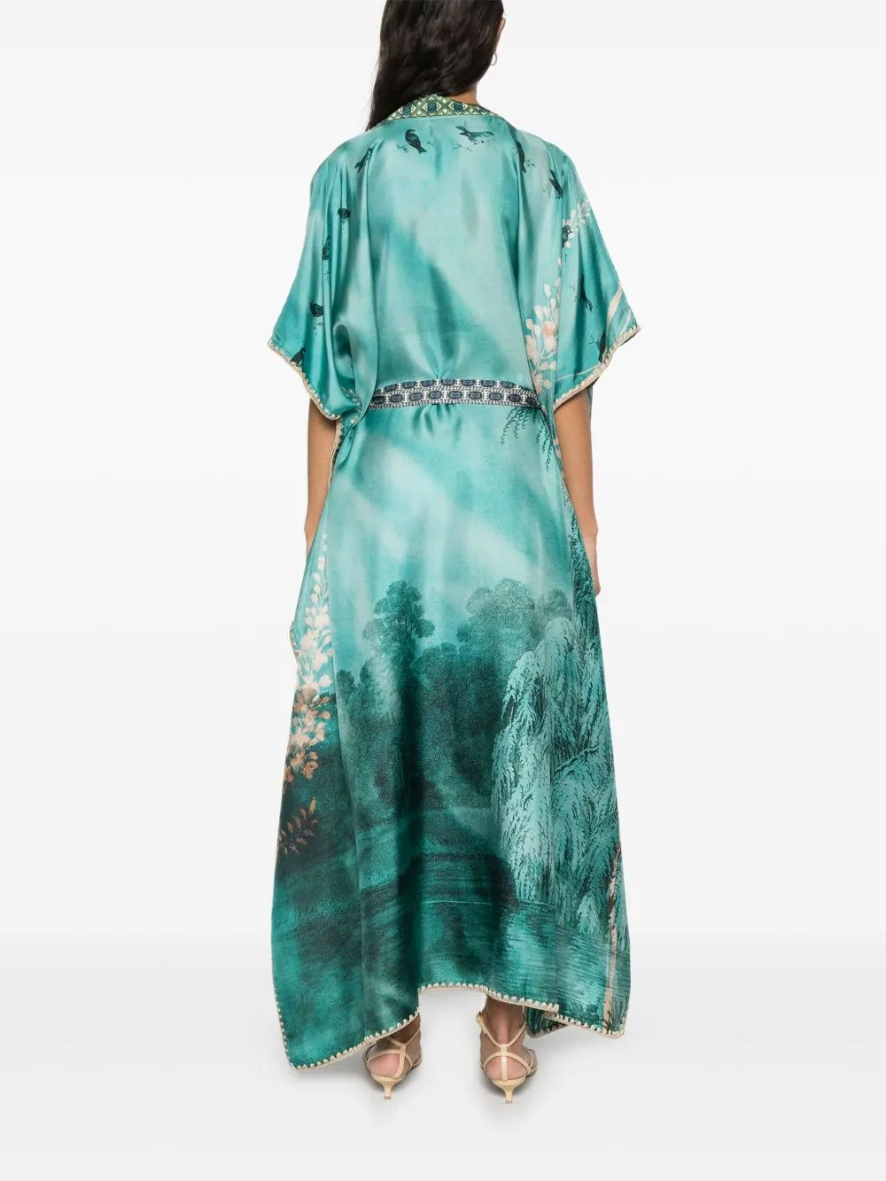 Printed silk kaftan