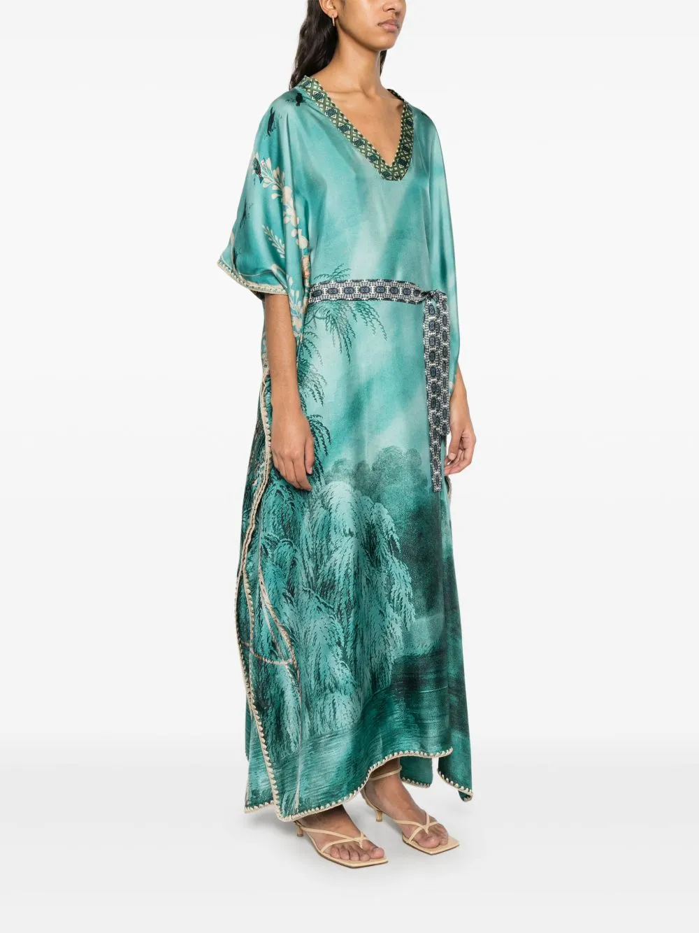 Printed silk kaftan