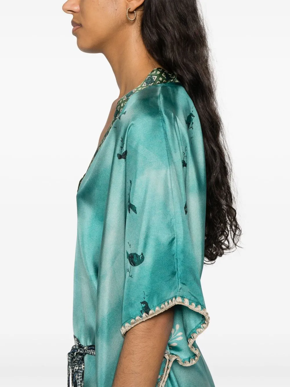 Printed silk kaftan