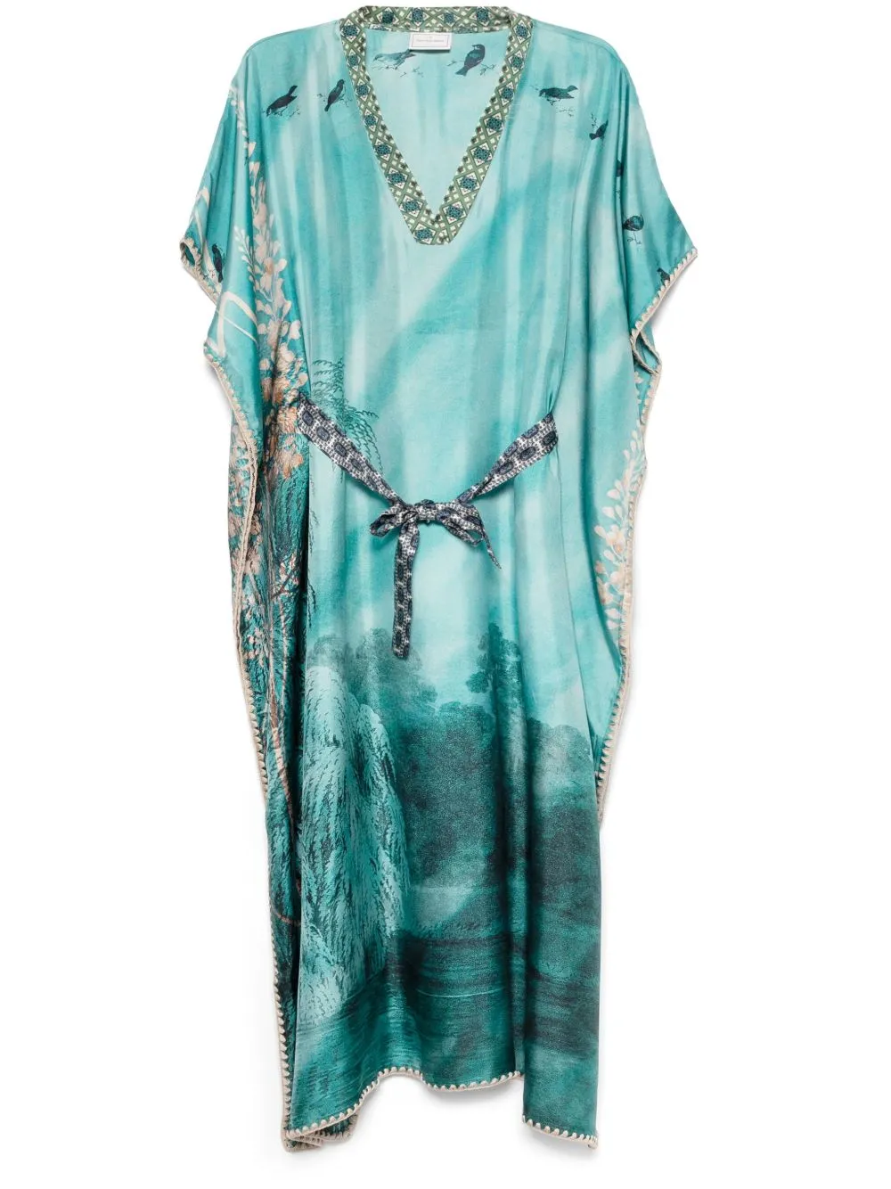 Printed silk kaftan