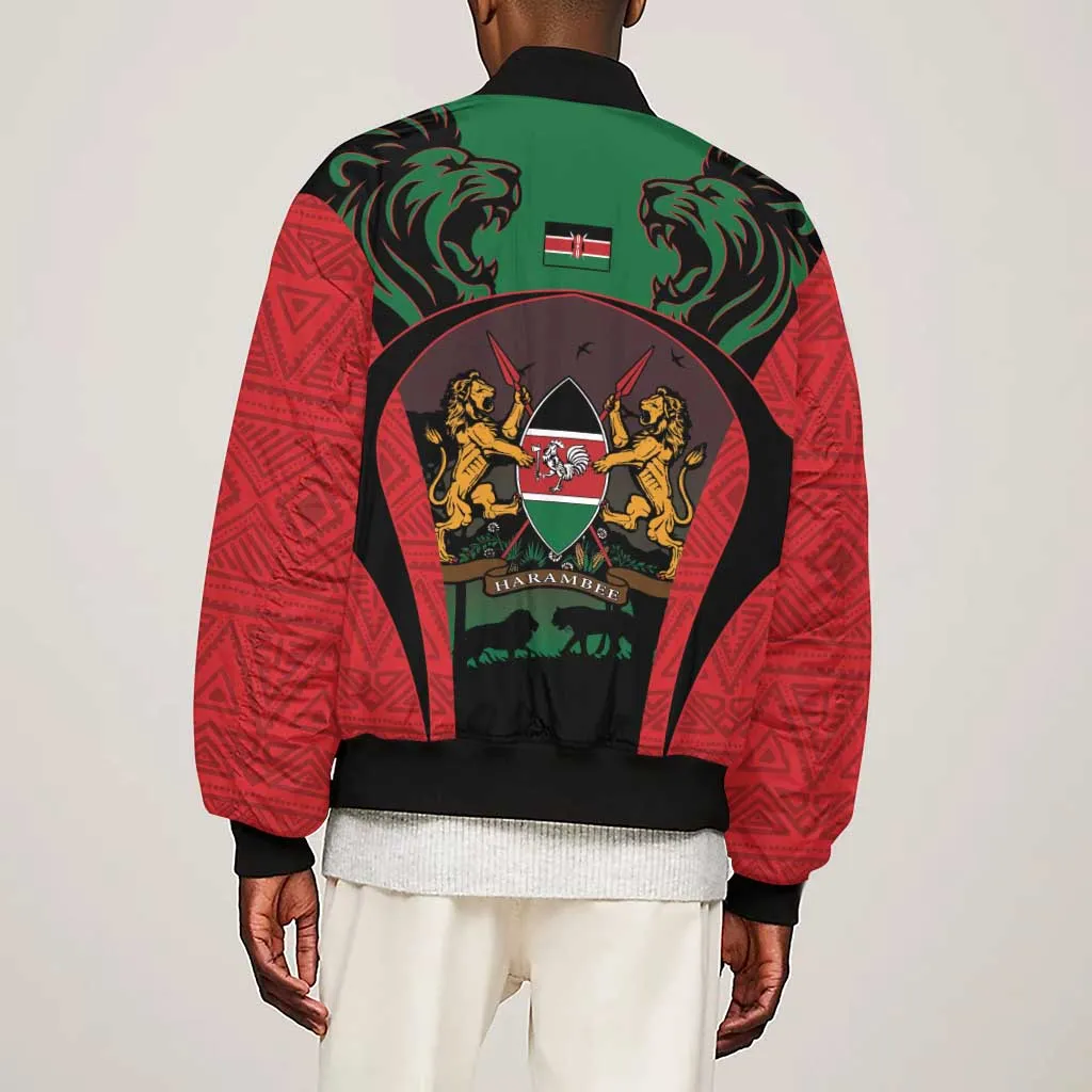 Proud Kenya 254 Sleeve Zip Bomber Jacket Safari Animals - African Pattern LT14