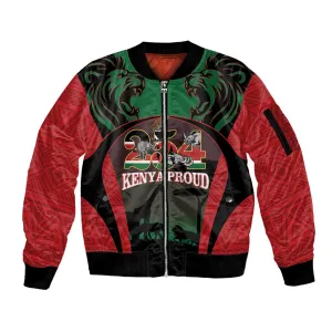 Proud Kenya 254 Sleeve Zip Bomber Jacket Safari Animals - African Pattern LT14