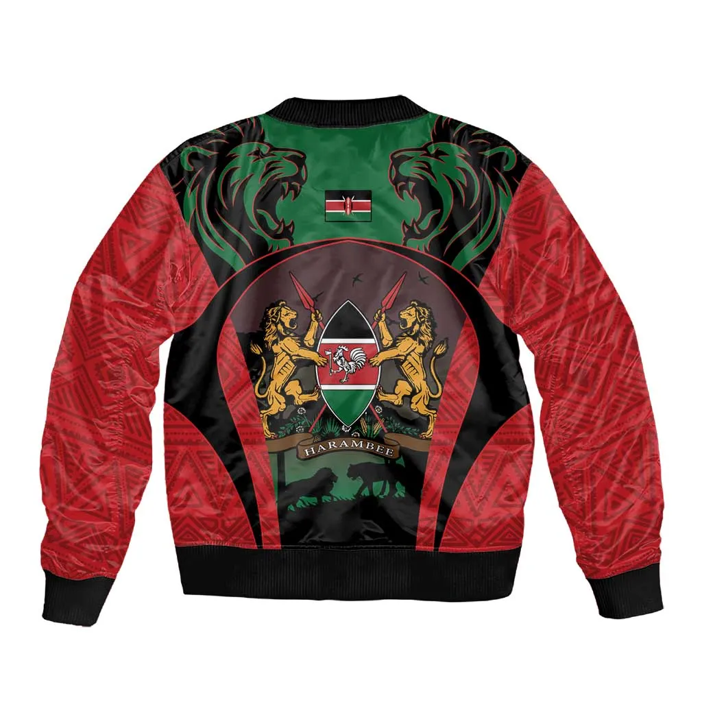Proud Kenya 254 Sleeve Zip Bomber Jacket Safari Animals - African Pattern LT14