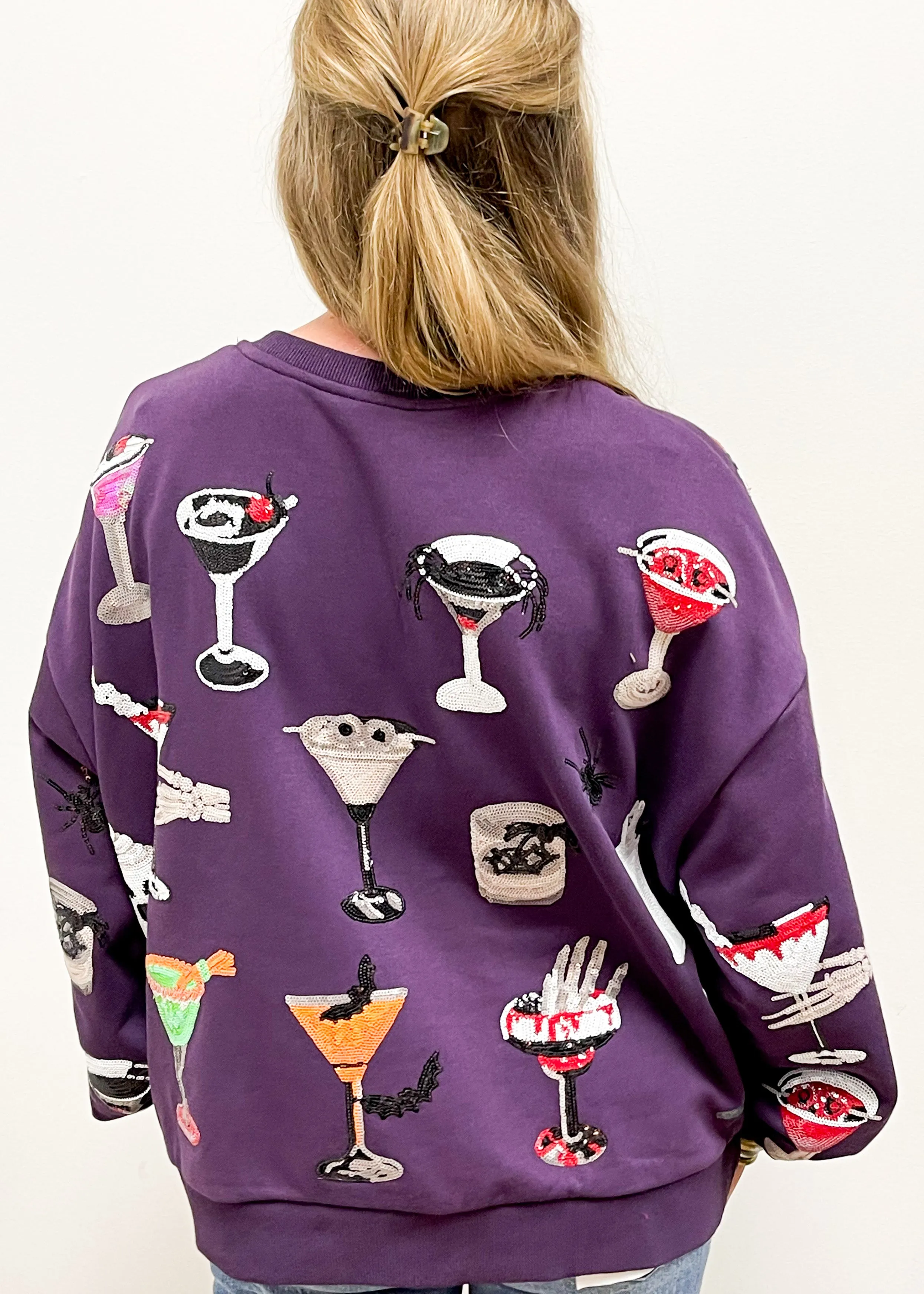 Queen of Sparkles Dark Purple Spooky Spirits Sweatshirt