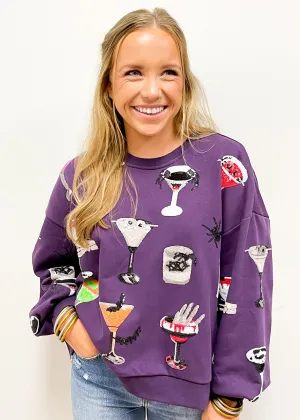 Queen of Sparkles Dark Purple Spooky Spirits Sweatshirt