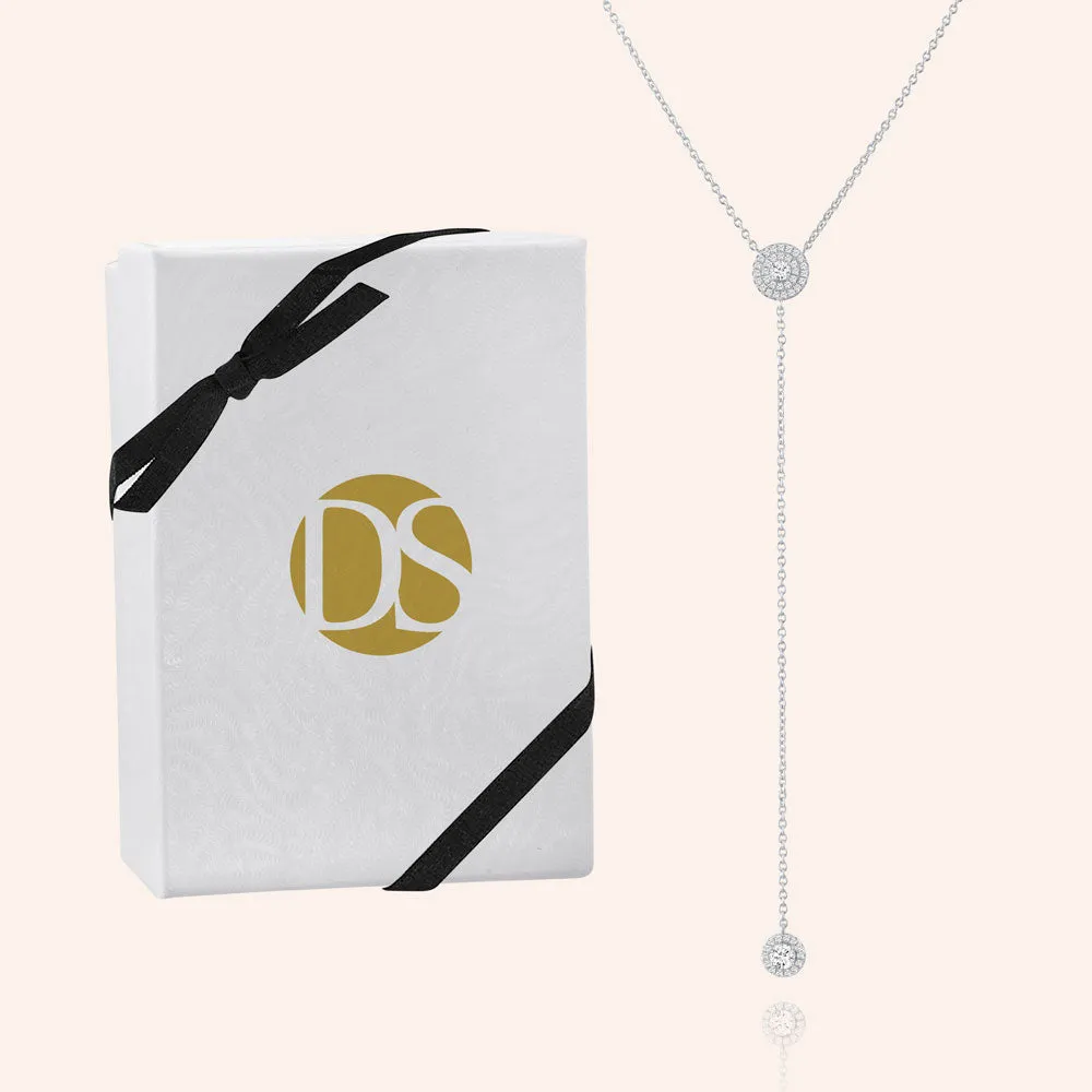 "Adella" 0.8CTW Pave Halo Pendant Y Necklace