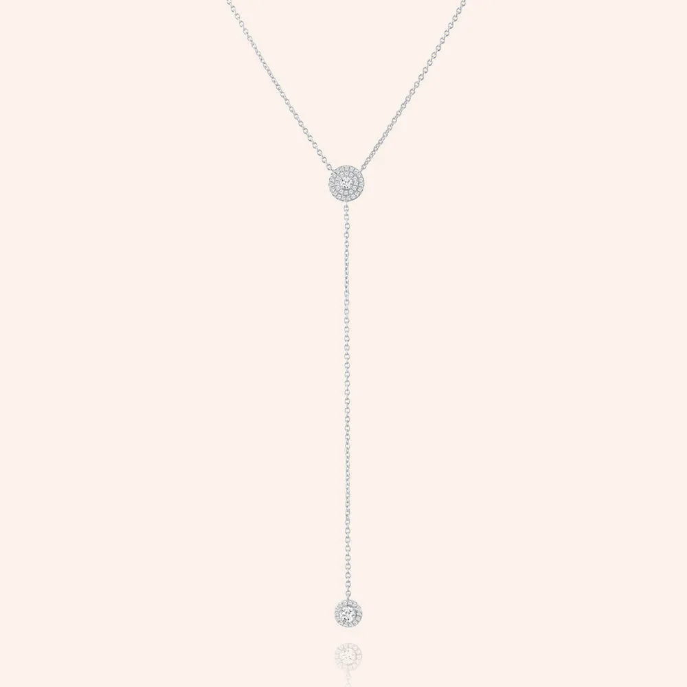 "Adella" 0.8CTW Pave Halo Pendant Y Necklace