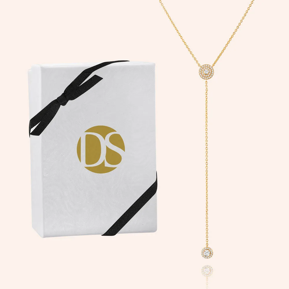 "Adella" 0.8CTW Pave Halo Pendant Y Necklace