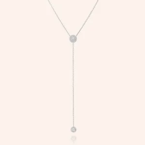 "Adella" 0.8CTW Pave Halo Pendant Y Necklace