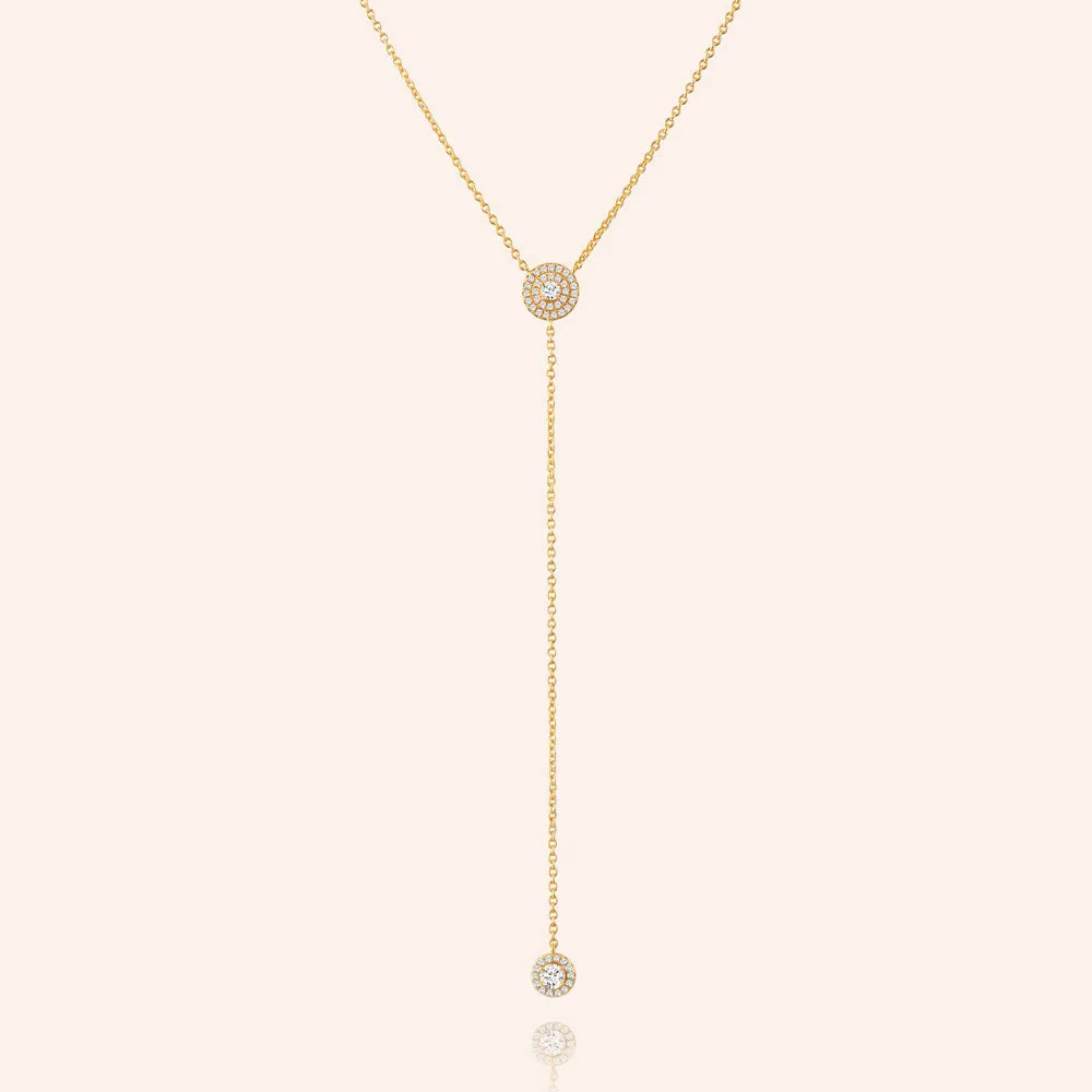 "Adella" 0.8CTW Pave Halo Pendant Y Necklace