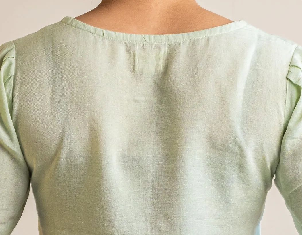 "Thyme" Green Shirt Top in Linen Lyocell