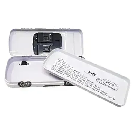 Racing Car Metal Pencil Box with Movable Wheels and Seats