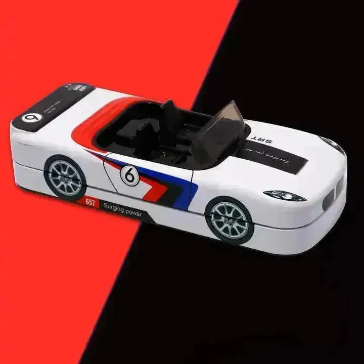 Racing Car Metal Pencil Box with Movable Wheels and Seats