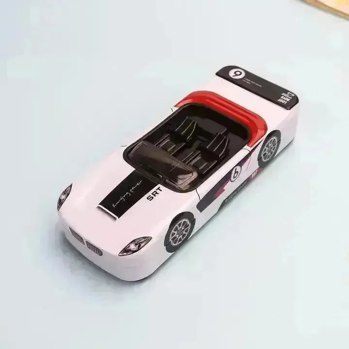 Racing Car Metal Pencil Box with Movable Wheels and Seats