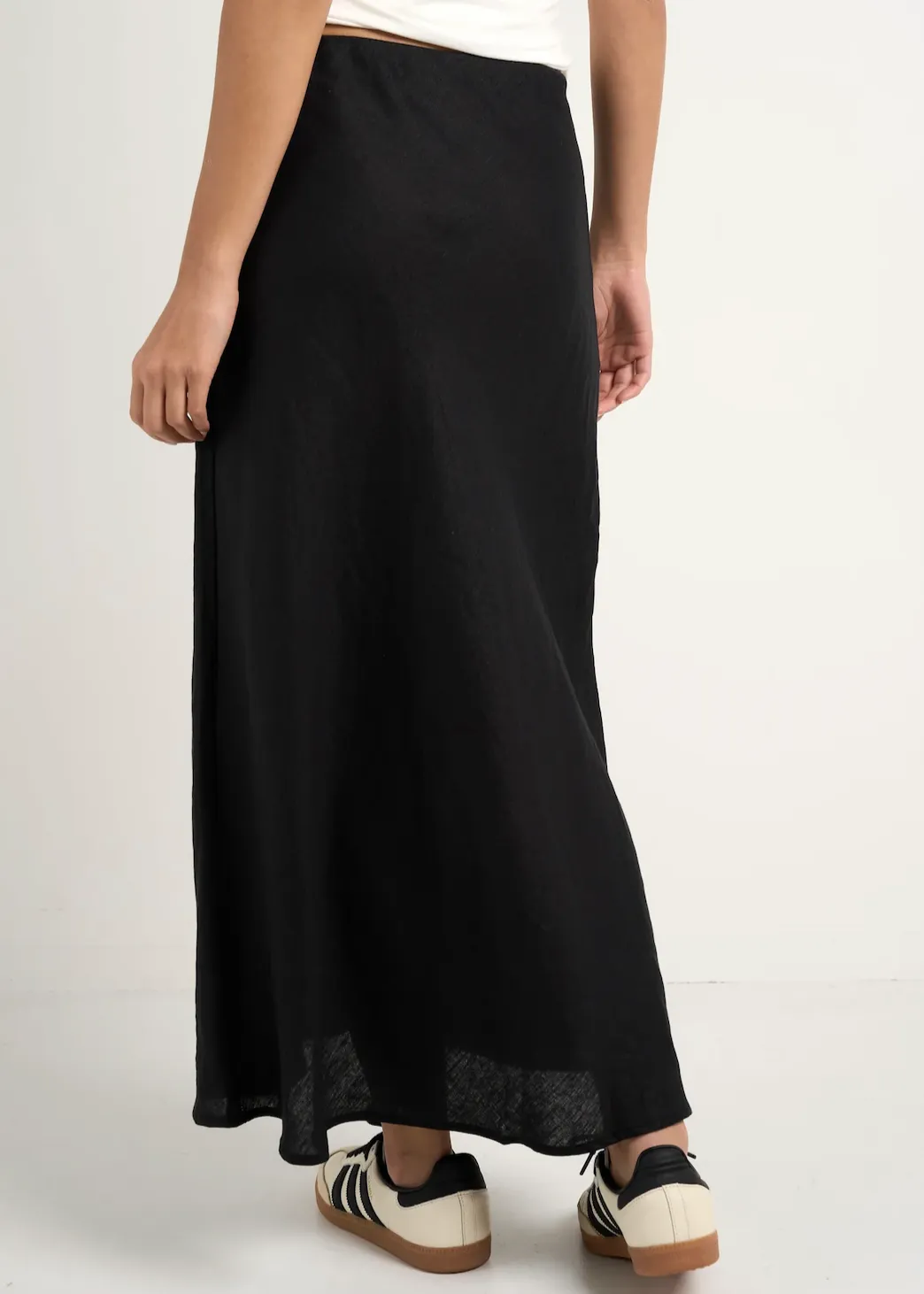 RE: UNION Bliss Linen Bias Midi Skirt - Black