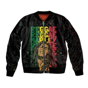 Reggae King Marley Bomber Jacket Typeset Grunge Style LT7