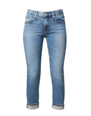 Relaxed Fit Slim Blue Cropped Jean