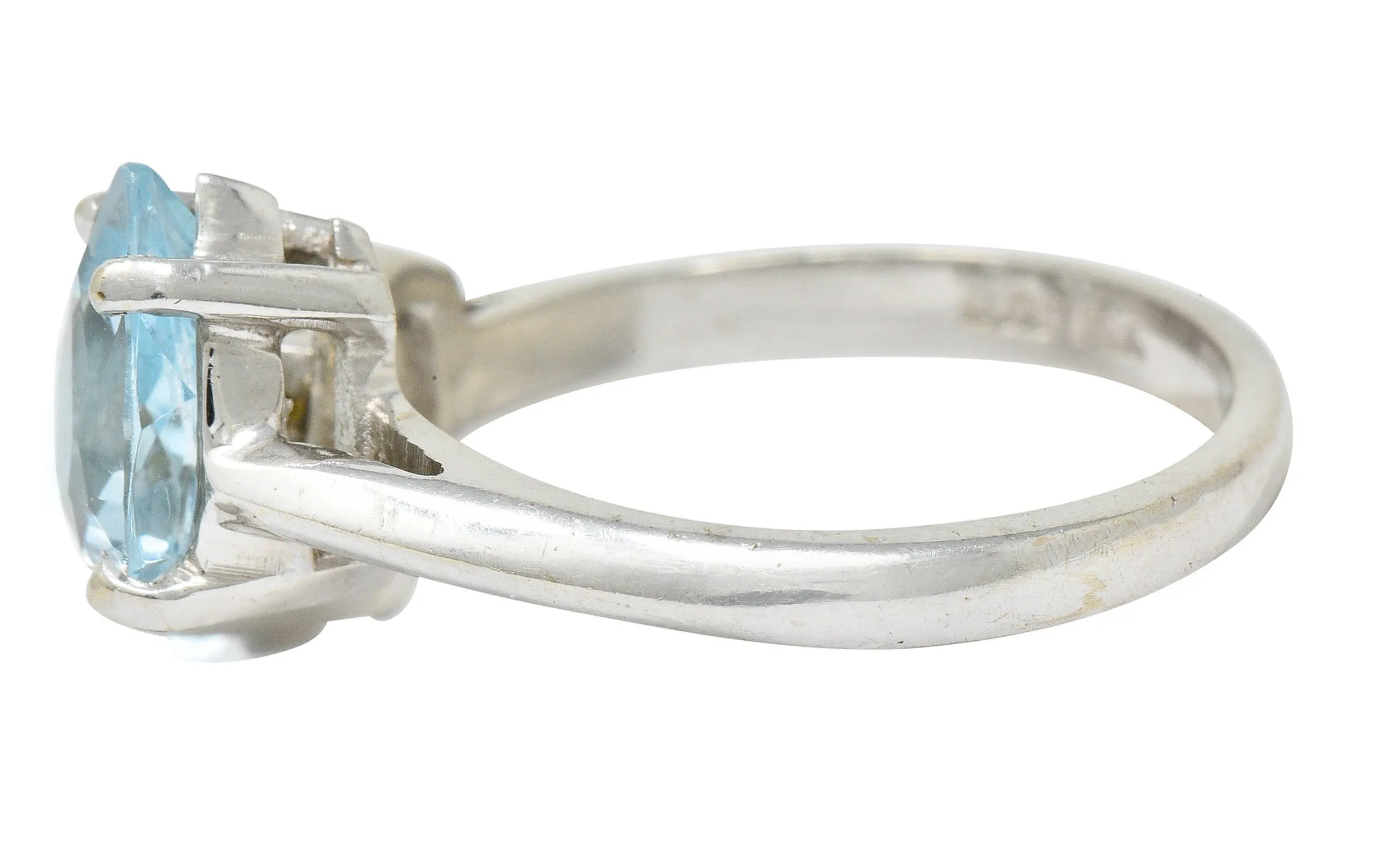 Retro 3.00 CTW Aquamarine 14 Karat White Gold Bypass Ring