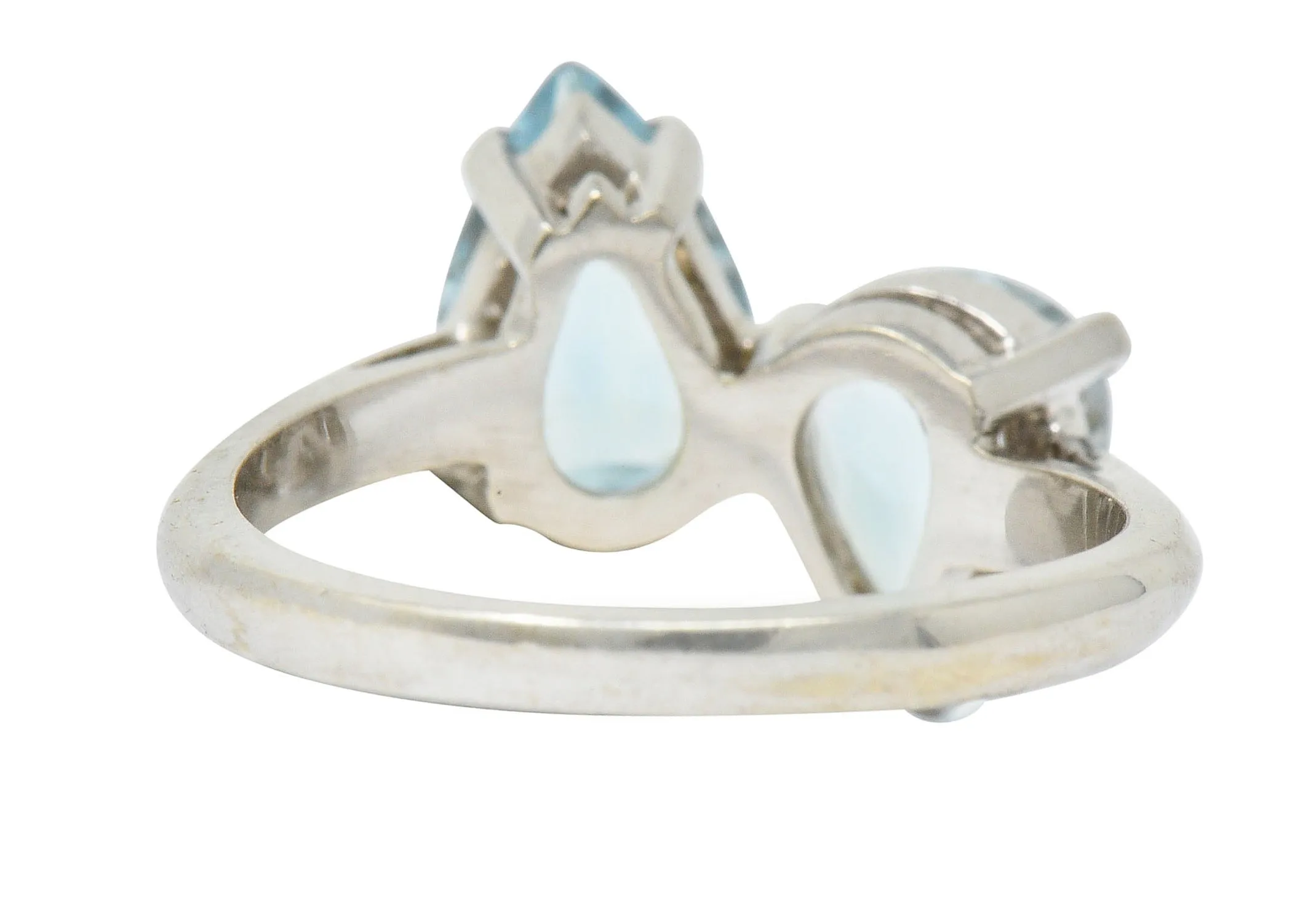 Retro 3.00 CTW Aquamarine 14 Karat White Gold Bypass Ring