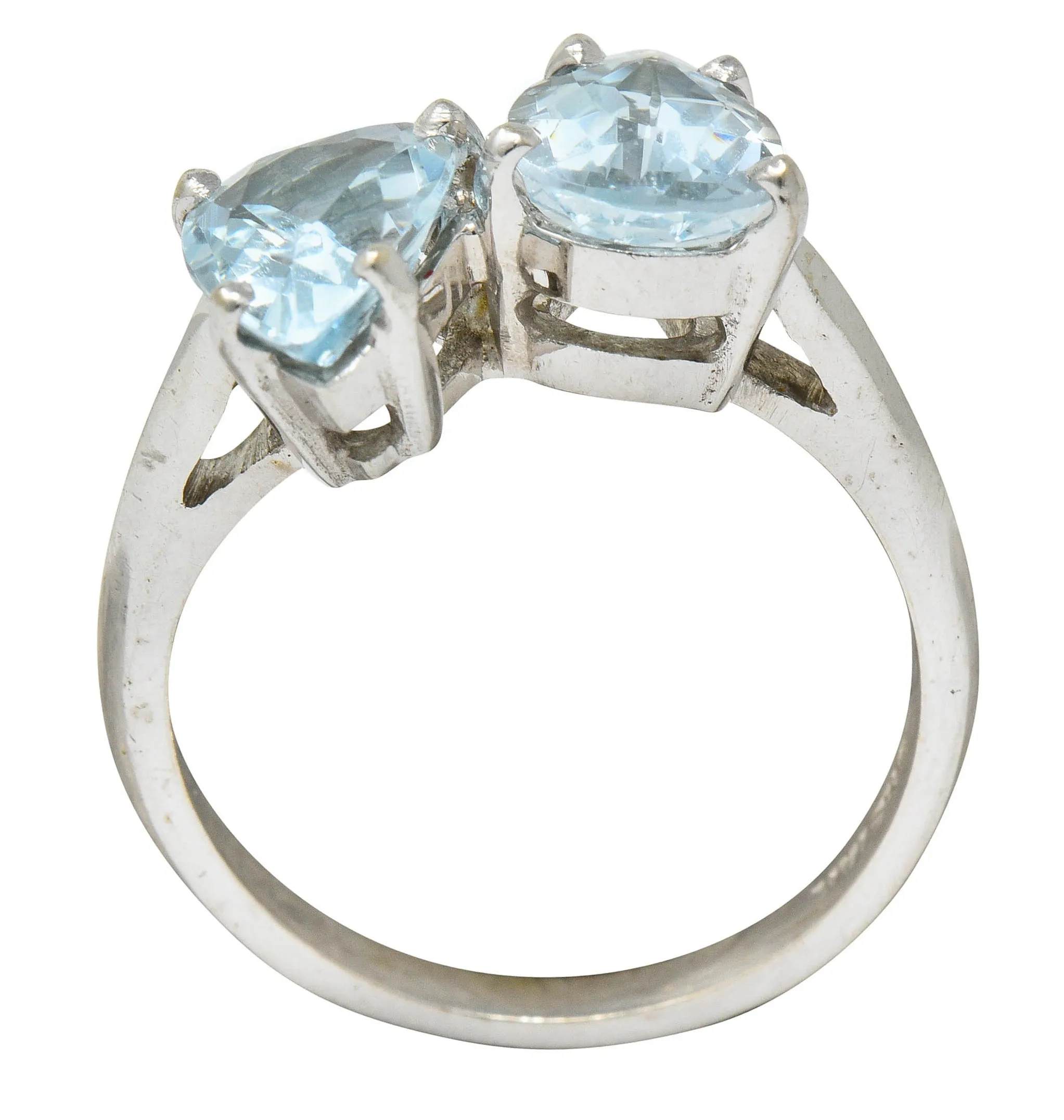 Retro 3.00 CTW Aquamarine 14 Karat White Gold Bypass Ring