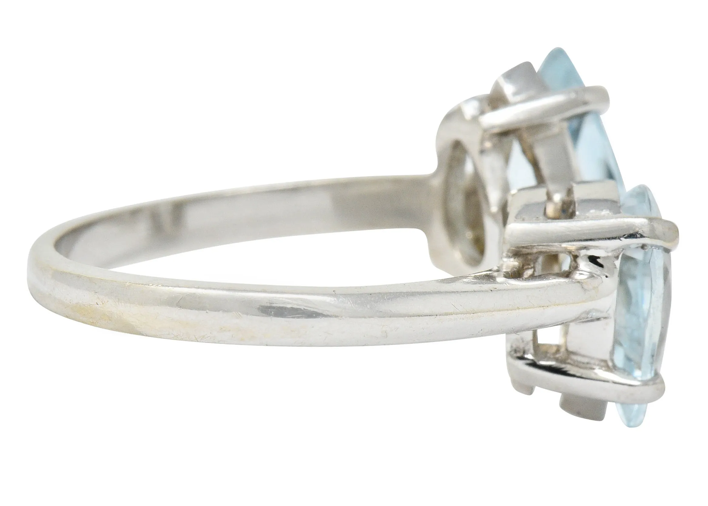 Retro 3.00 CTW Aquamarine 14 Karat White Gold Bypass Ring