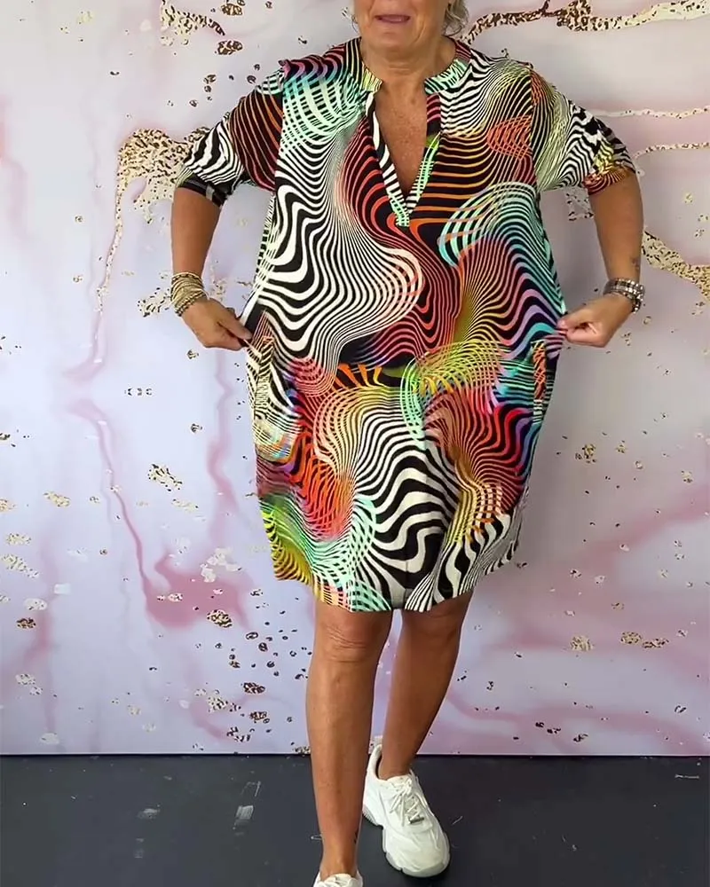 Ria™ | Colorful V-neck dress