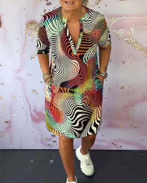 Ria™ | Colorful V-neck dress