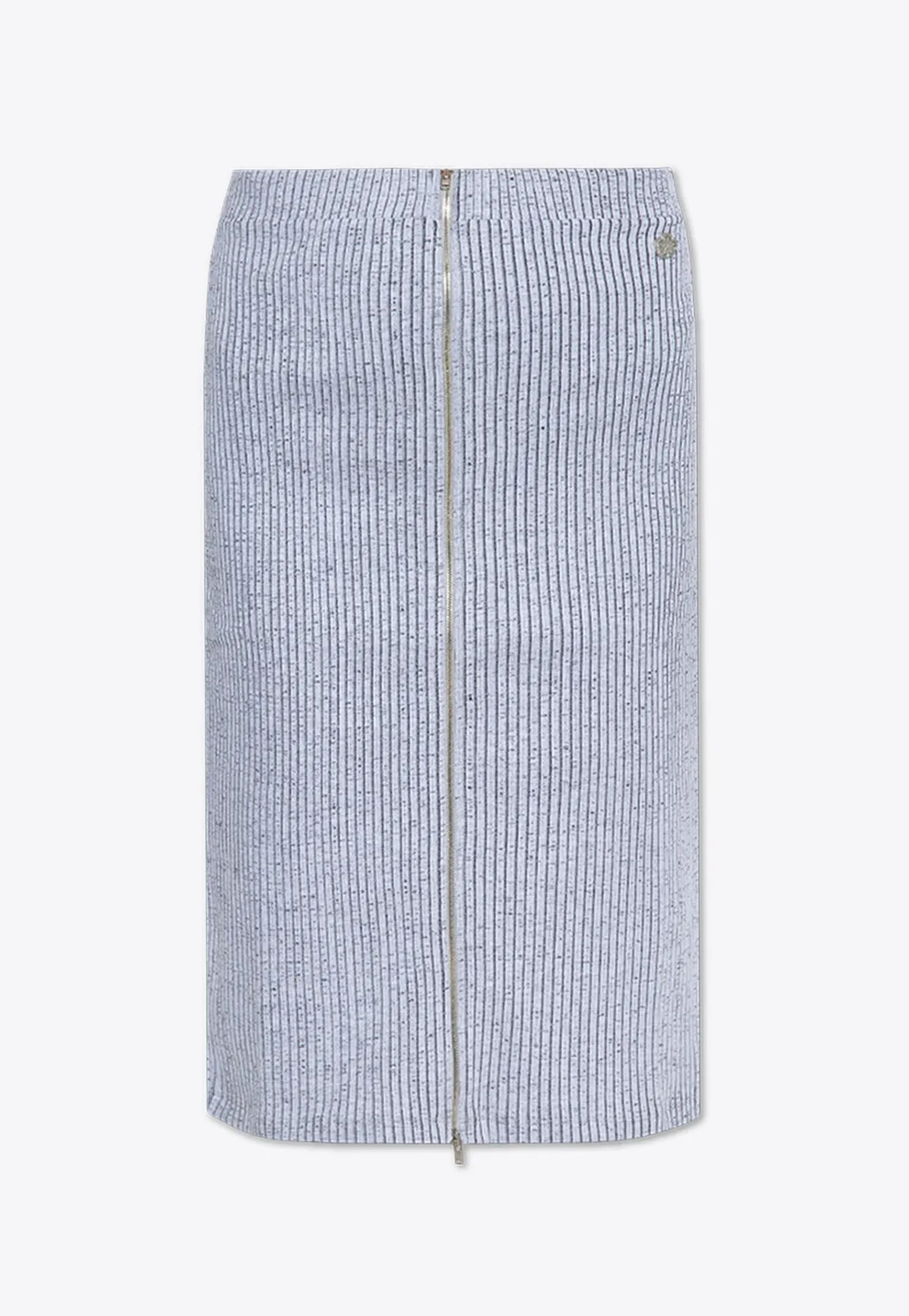 Rib Knit Zipped Midi Skirt