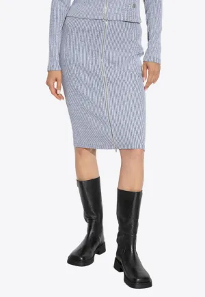 Rib Knit Zipped Midi Skirt
