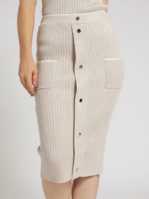 Ribbed Knitwear Pencil Skirt - Oatmeal