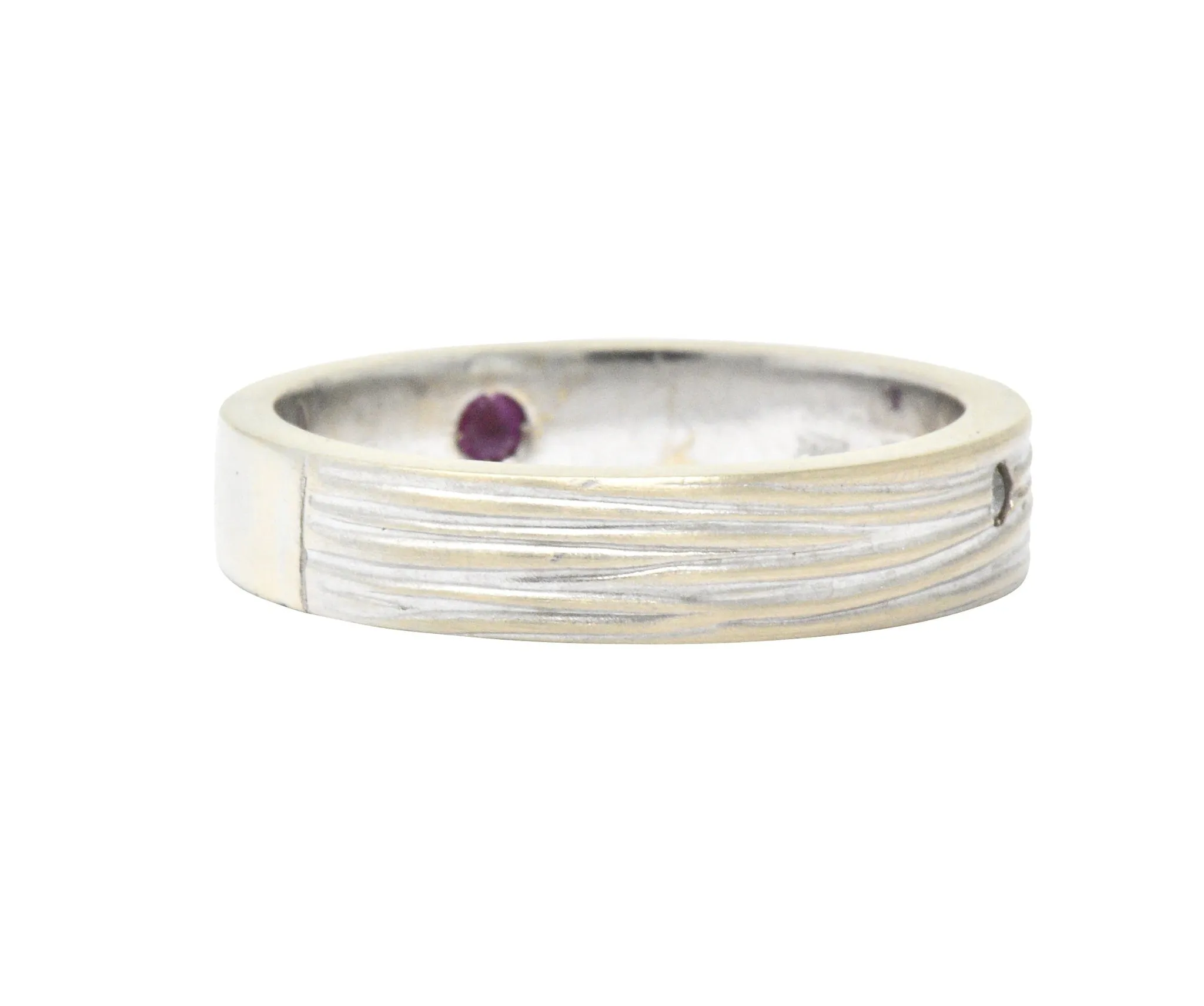 Roberto Coin Diamond Ruby 18 Karat White Gold Unisex Ring