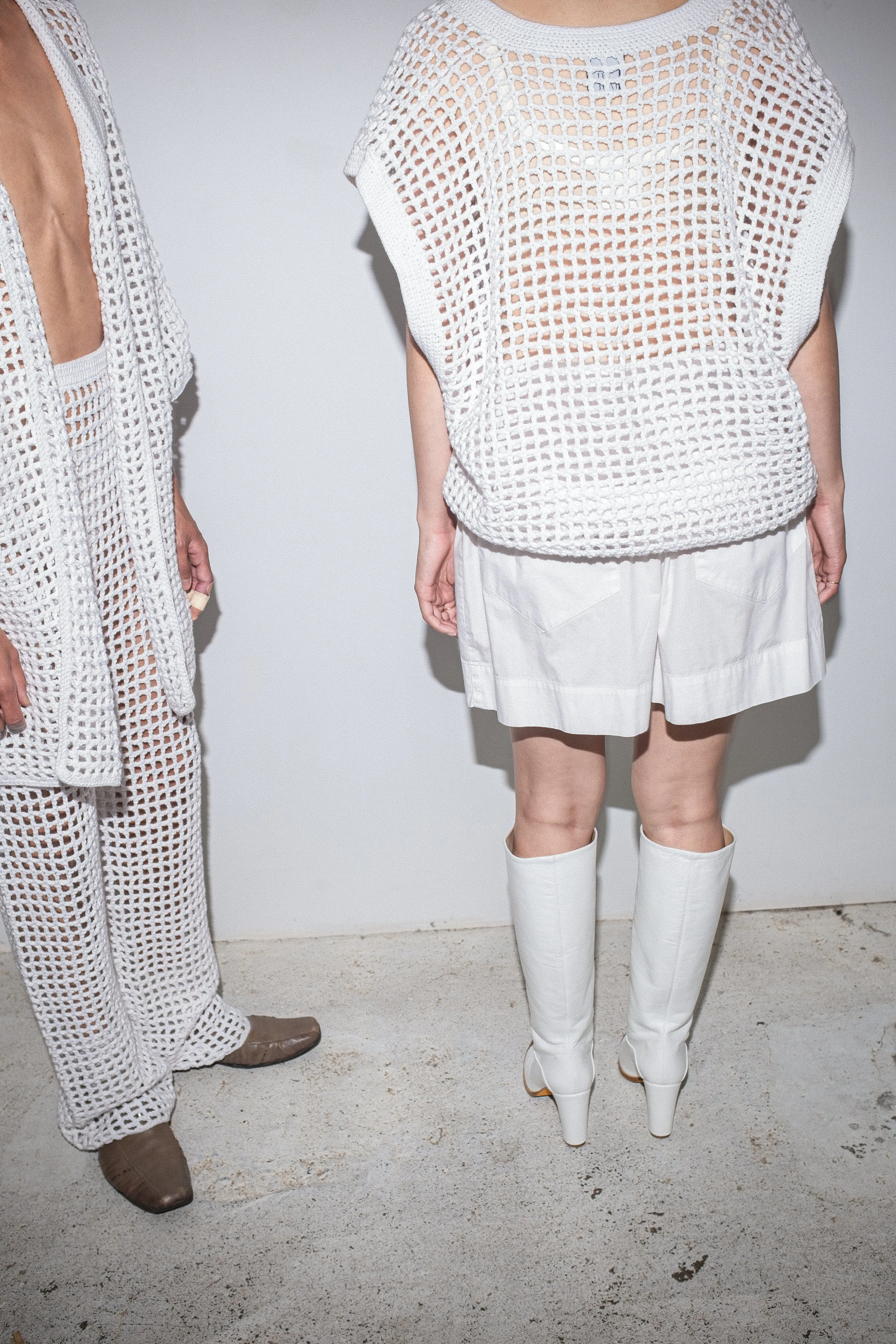 Roger Crochet Knit Vest in White