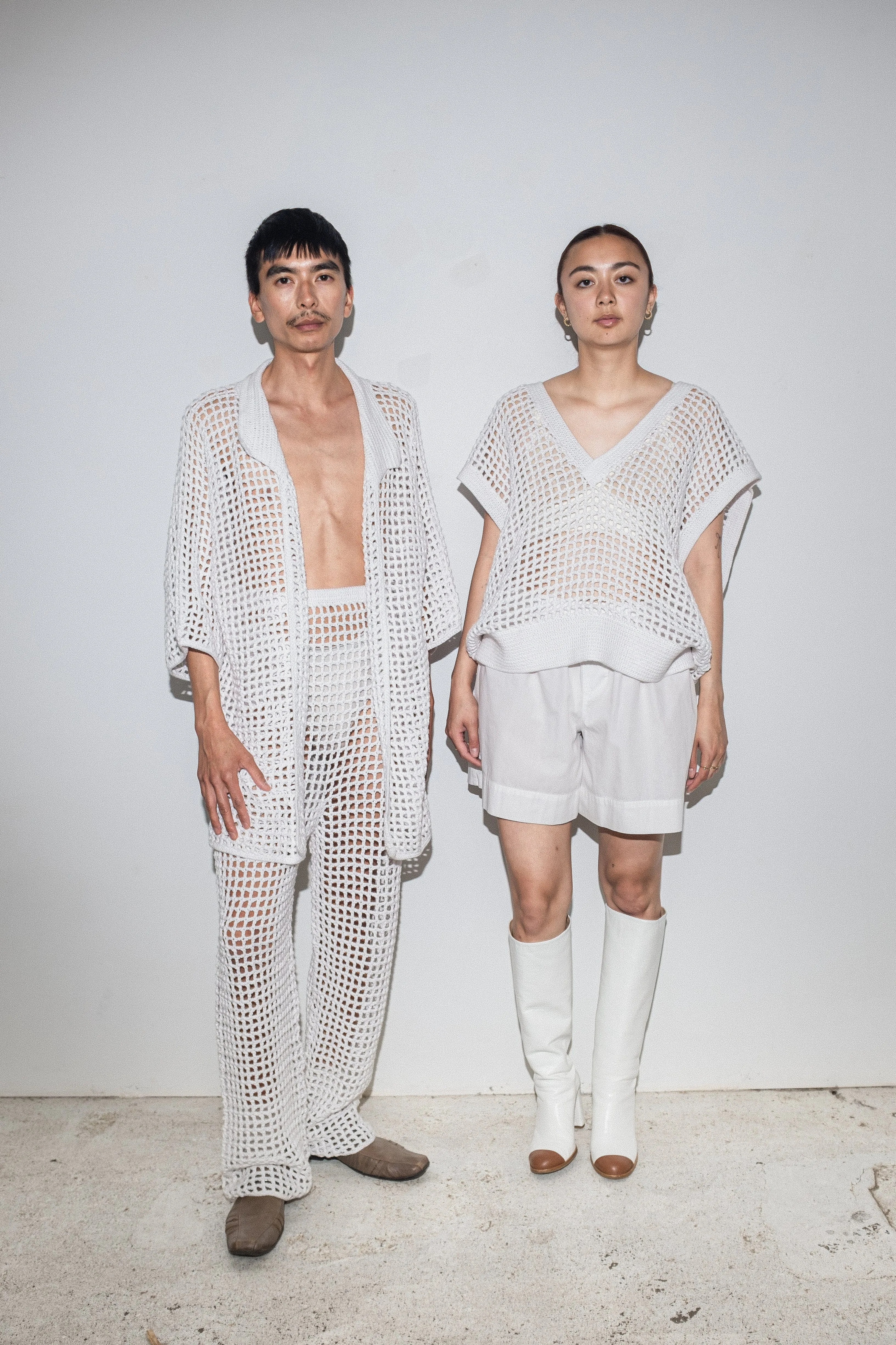 Roger Crochet Knit Vest in White