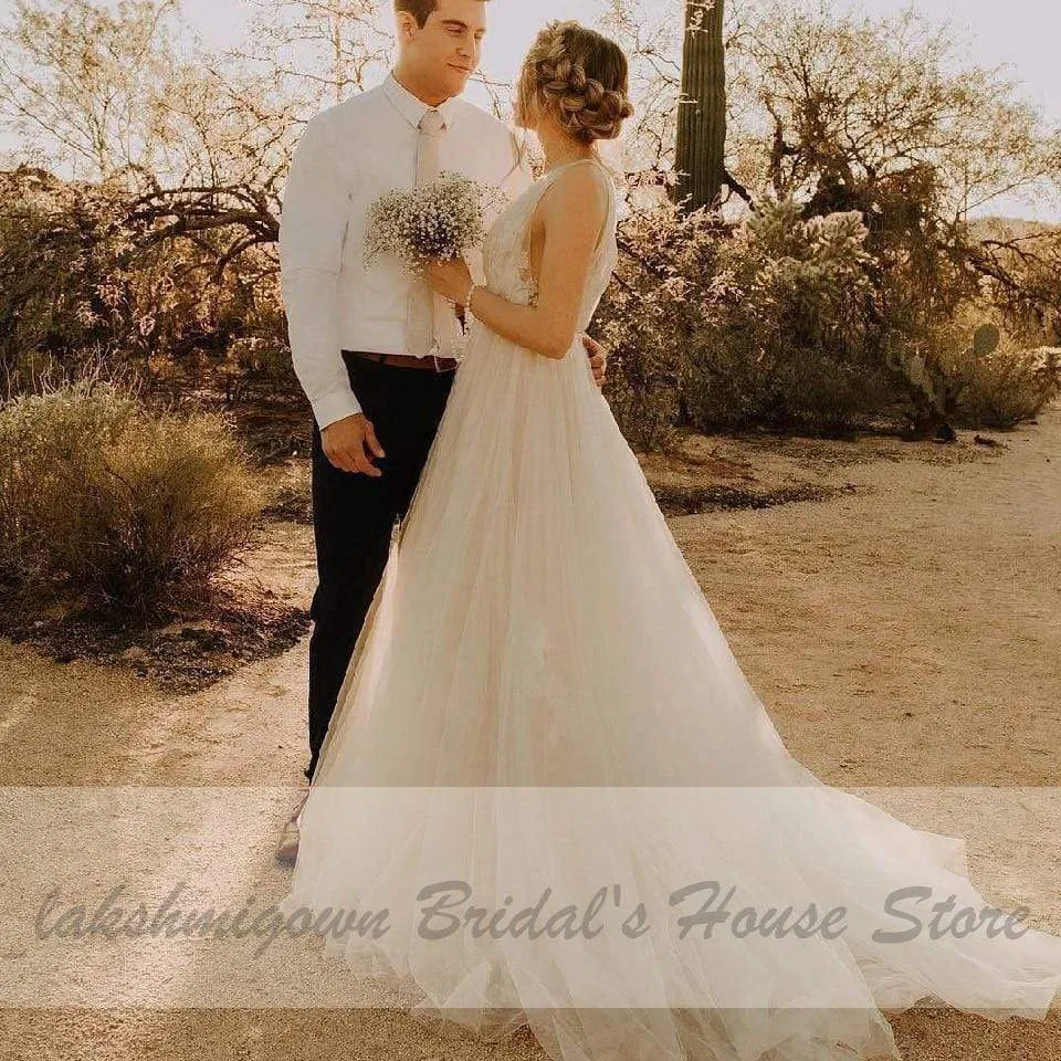 Roycebridal Sexy Bridal Wedding Dress Deep V-neck A Line