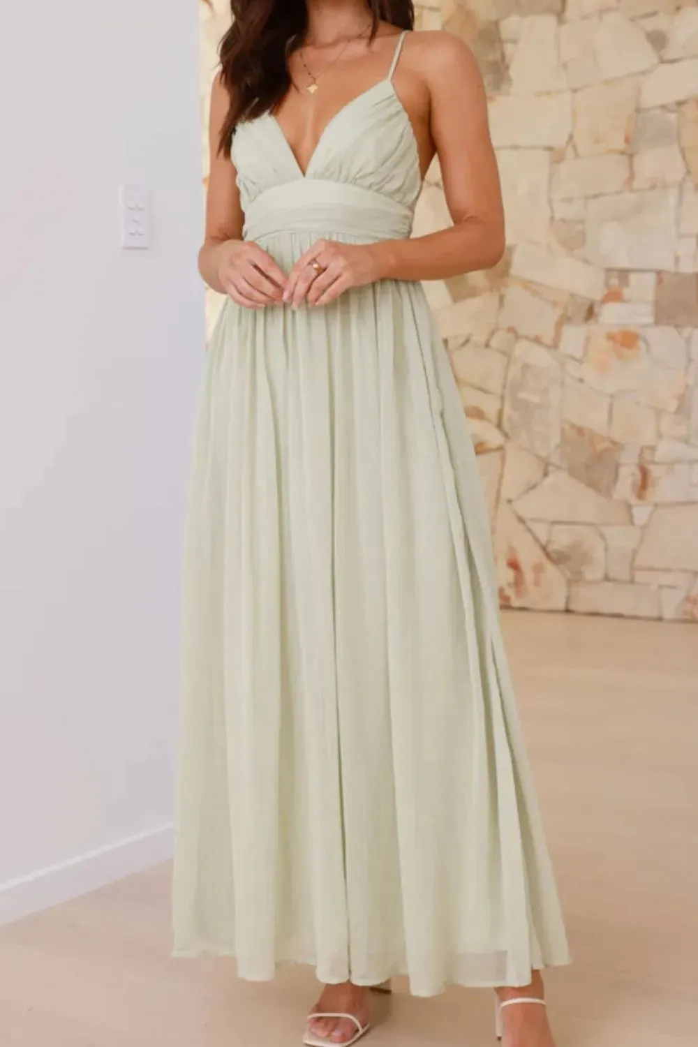 Ruched V-Neck Cami Dress