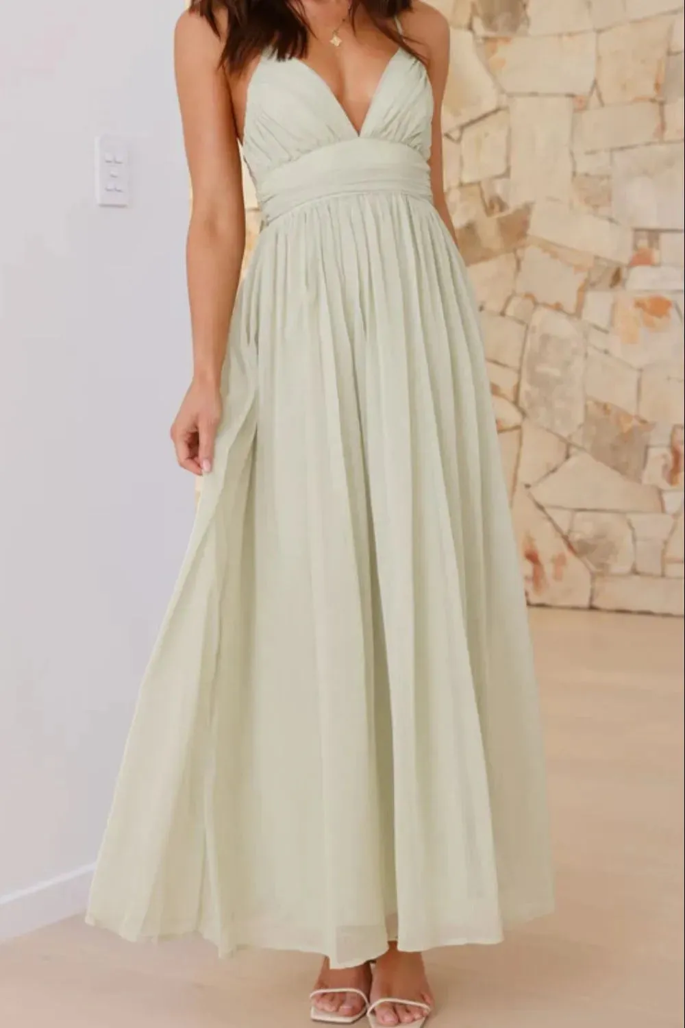 Ruched V-Neck Cami Dress