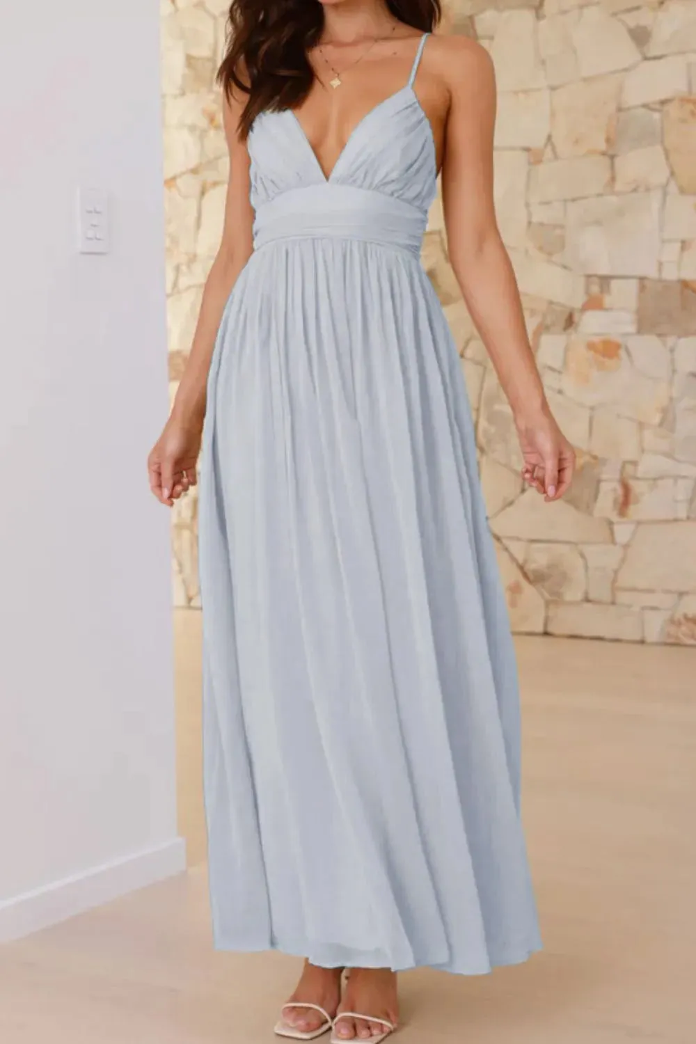 Ruched V-Neck Cami Dress