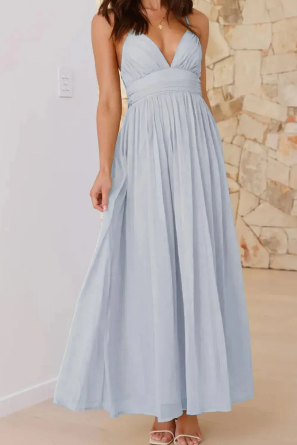 Ruched V-Neck Cami Dress