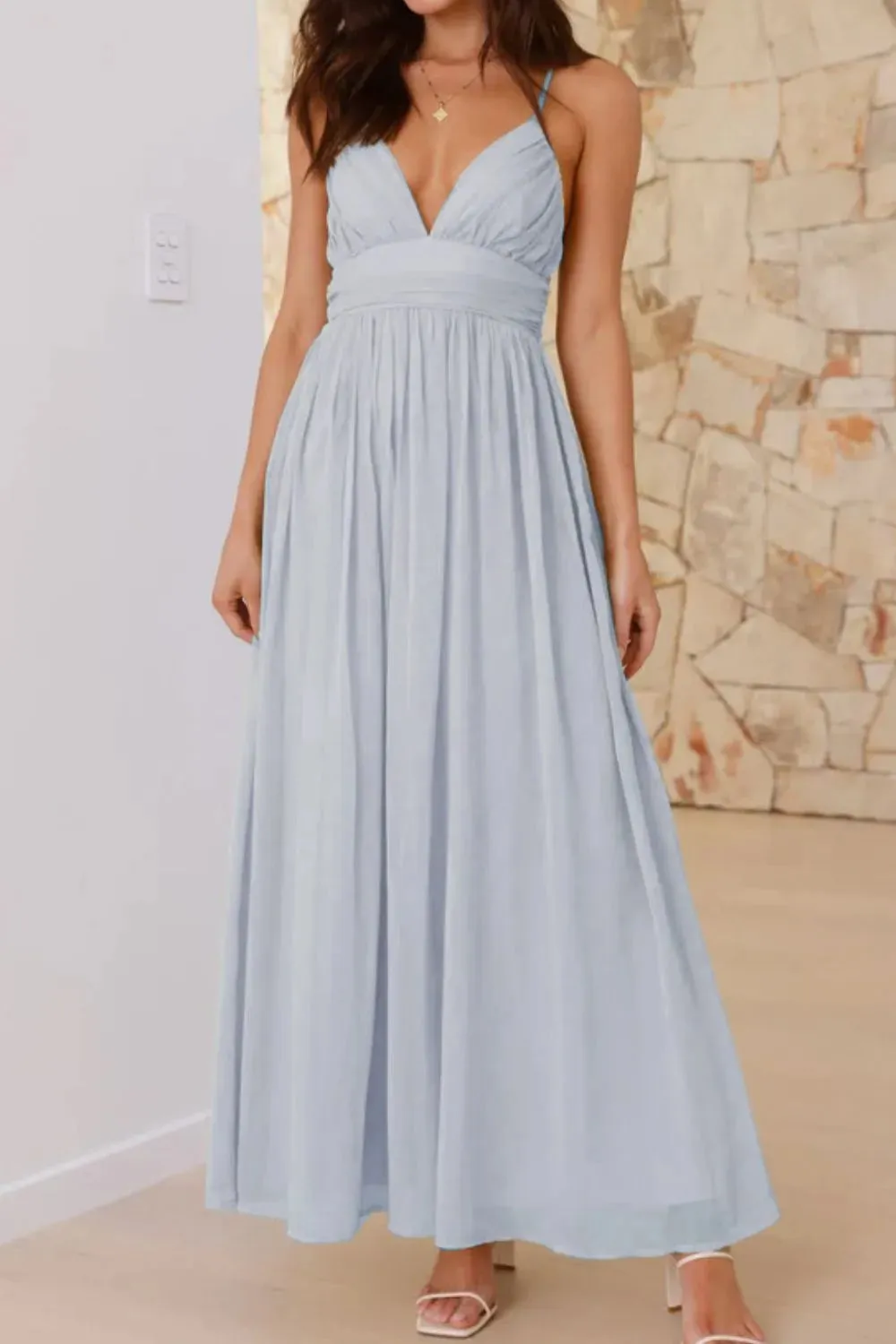 Ruched V-Neck Cami Dress