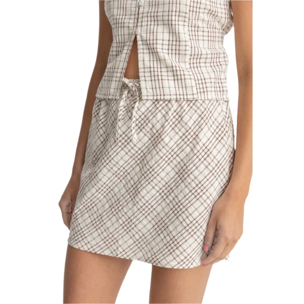 Rumi Check Bias Cut Mini Skirt