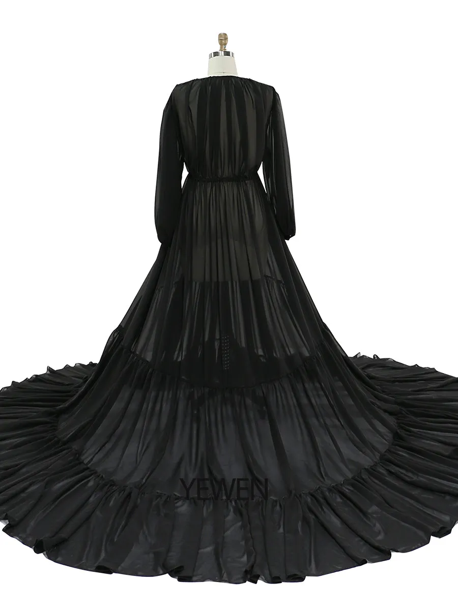 Rust Color Chiffon Dress Woman Photo Shoot Gown Photography Dress Plus Size YW220217-1